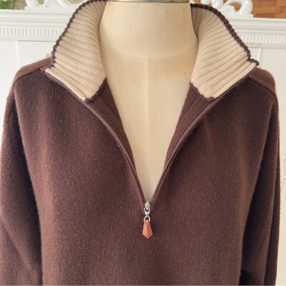 Vintage Made in Italy Brown Cashmere 1/4 Zip - Picture 5 of 9